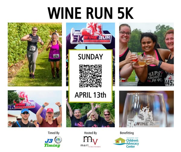 wine run 5k graphic and qr code