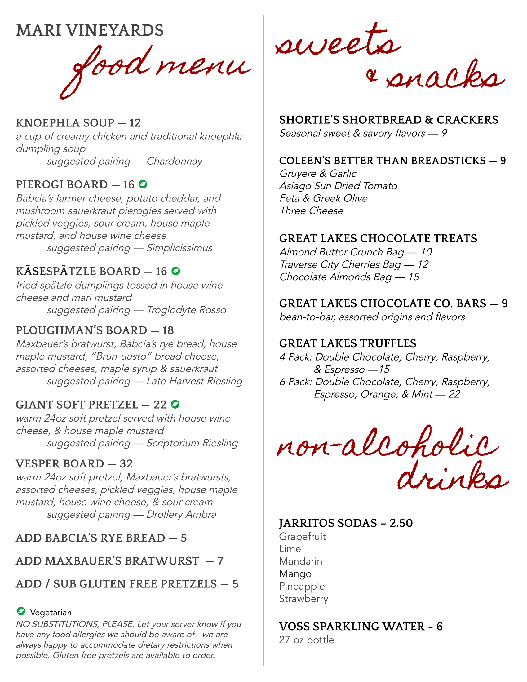 German Food Menu 